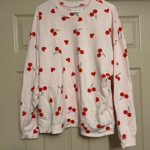 Target Pink Sweatshirt with Red Cherry and Heart Print